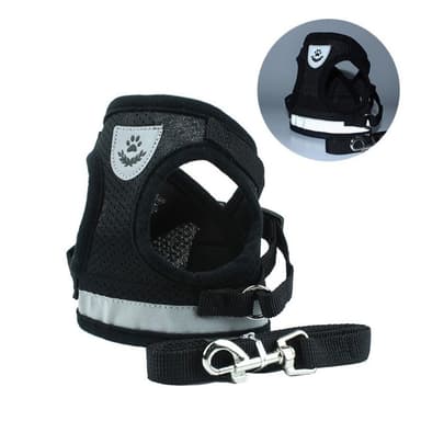 Reflekterende hundesele for liten middels hund - svart/L