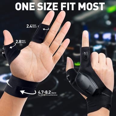 LED lommelykt Mante oppladbar fingerløs hanske 1pc