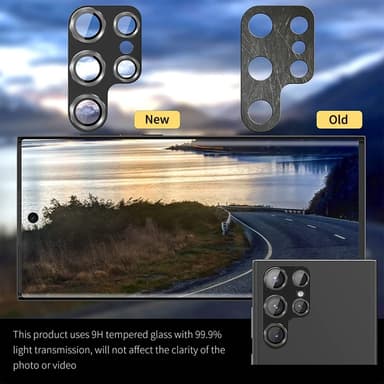 ENKAY kameralinsedeksel til Samsung Galaxy S24 Ultra aluminiumslegering+herdet glass