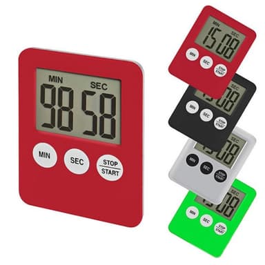 Tynn kjøkkentimer Timer Storskjerm Digital Magnetisk Nedtelling - Rød