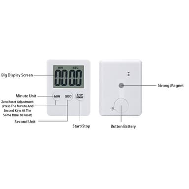 Tynn kjøkkentimer Timer Storskjerm Digital Magnetisk Nedtelling - Rød