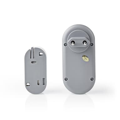 Nedis Trådløs ringeklokke Set | Nettstrøm drevet | 220 - 240 V AC 50 Hz | 1x CR2032 | Volum: 80 dB | Signalområde (siktelinje): 300 m | IP44 | Justerbar volum | 36 Melodier | 1 Mottaker | Grå / Hvit