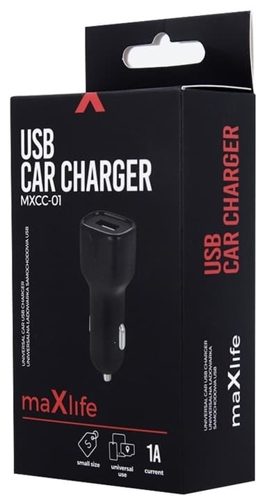 Maxlife billader MXCC-01 USB (1A), svart