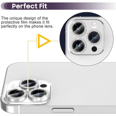 Kameralinse til iPhone 15 Pro/15 Pro Max Glitter