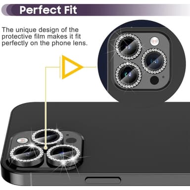 Kameralinse til iPhone 15 Pro/15 Pro Max Glitter