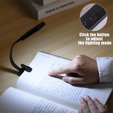 Oppladbart leselys Leselampeklemme på LED-boklys-hvit