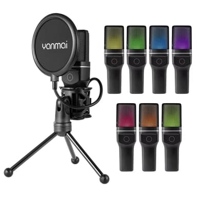 YANMAI Live Streaming Trådløs RGB Mikrofon Spillspill Online