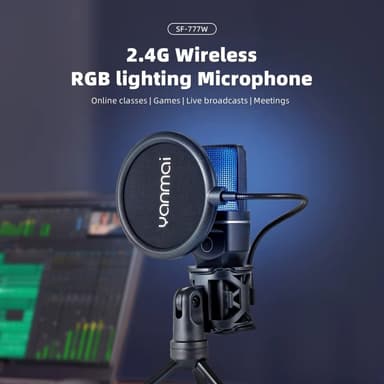 YANMAI Live Streaming Trådløs RGB Mikrofon Spillspill Online