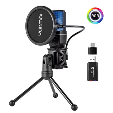 YANMAI Live Streaming Trådløs RGB Mikrofon Spillspill Online