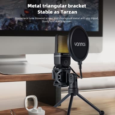 YANMAI Live Streaming Trådløs RGB Mikrofon Spillspill Online