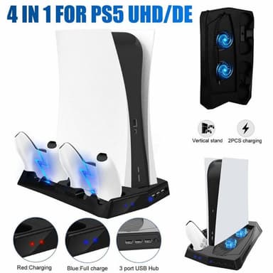 Sony Playstation 5 UHD/DE Ladestativ Ladestativ Stativ Kjølevifte