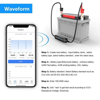 Multifunksjons Bluetooth batteritester Bilbil MC 6 12 24V