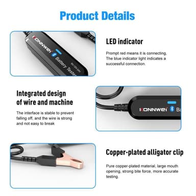 Multifunksjons Bluetooth batteritester Bilbil MC 6 12 24V