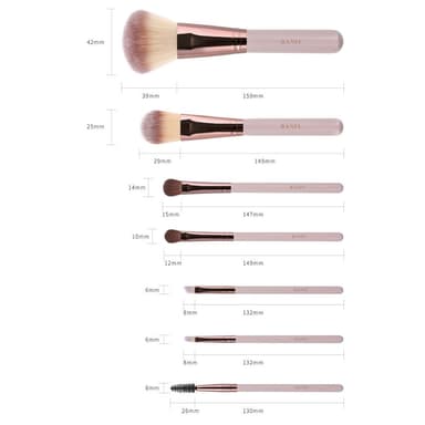 BANFI 7pcs Eyeshadow Foundation Lip Makeup-børstesett med eske