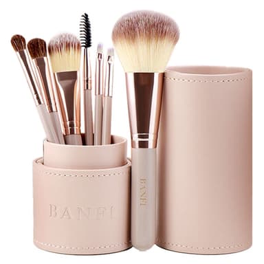 BANFI 7pcs Eyeshadow Foundation Lip Makeup-børstesett med eske