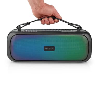 Nedis Bluetooth® Party Boombox | 4.5 timer | 2.0 | 45 W | Media avspilling: AUX / USB | IPX5 | Linkable | Bære håndtak | Party lys | Sort