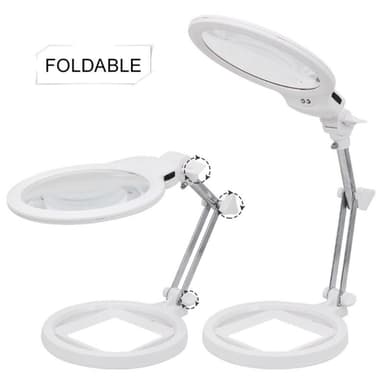 Sammenleggbar stor forstørrelsesglass med LED-lampe 2,5 x 130mm