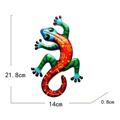 Gecko Lizard Veggklistremerke Hagepynt 14x21.8x0.8cm - Rød