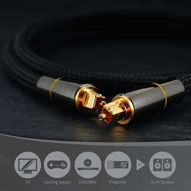 2m SPDIF 5.1 lydkanal optisk kabel Lydlinje Digital gullbelagt