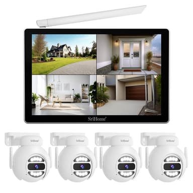 SRIHOME NVS010 1 til 4 trådløs berøringsskjerm 5MP HD sikkerhetskamera NVR videoopptaker