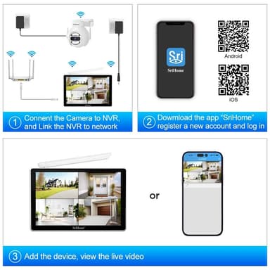SRIHOME NVS010 1 til 4 trådløs berøringsskjerm 5MP HD sikkerhetskamera NVR videoopptaker