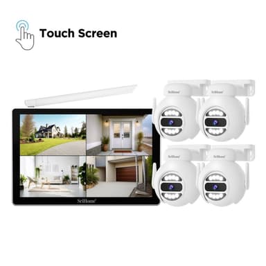 SRIHOME NVS010 1 til 4 trådløs berøringsskjerm 5MP HD sikkerhetskamera NVR videoopptaker