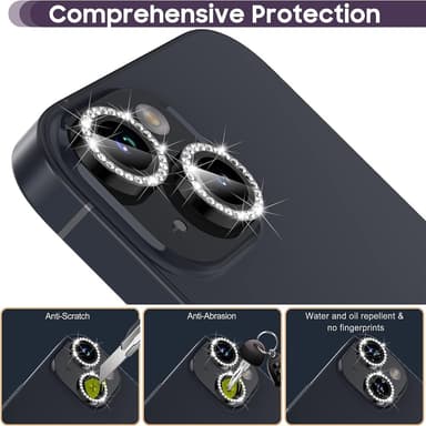 Kameralinse til iPhone 15/15 Plus Glitter