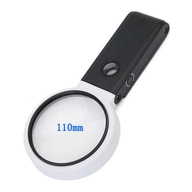 Sammenleggbar stor forstørrelsesglass med LED-lampe 3,5 x 110mm