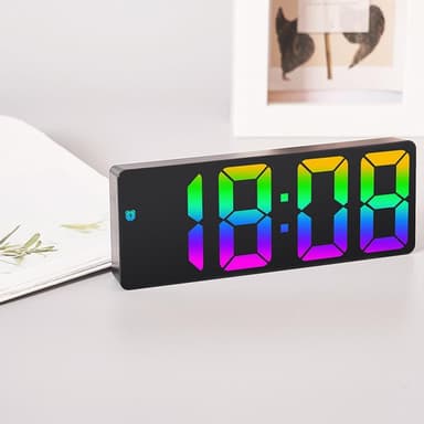 LED-klokke elektronisk digital vekkerklokke fargerik 12/24H skjerm