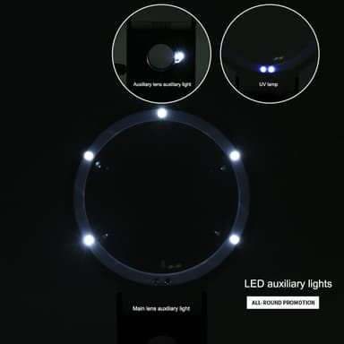 Sammenleggbar stor forstørrelsesglass med LED-lampe 3,5 x 110mm
