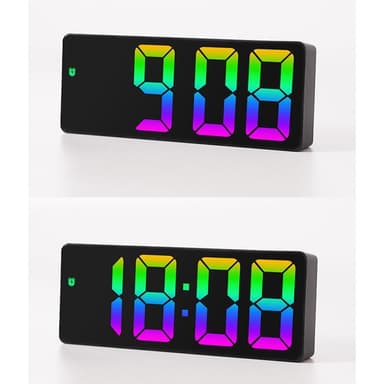 LED-klokke elektronisk digital vekkerklokke fargerik 12/24H skjerm