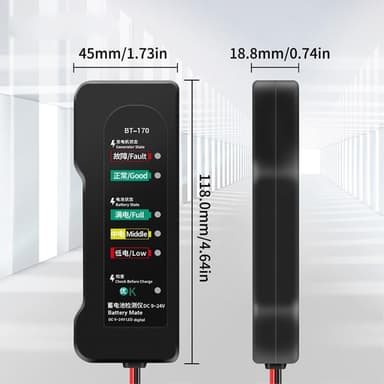 12V batteritester 6-LED bilfeiltester Batterisjekk Bilbil Motorsykkel