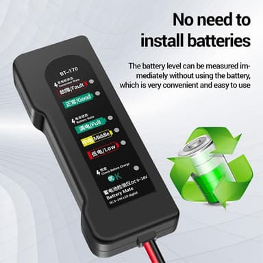 12V batteritester 6-LED bilfeiltester Batterisjekk Bilbil Motorsykkel