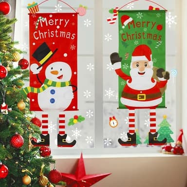 God jul flagg jul hengende banner dørdekor - snømann