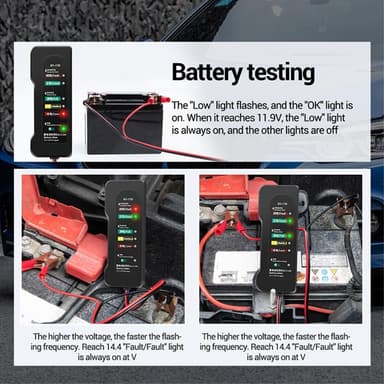 12V batteritester 6-LED bilfeiltester Batterisjekk Bilbil Motorsykkel