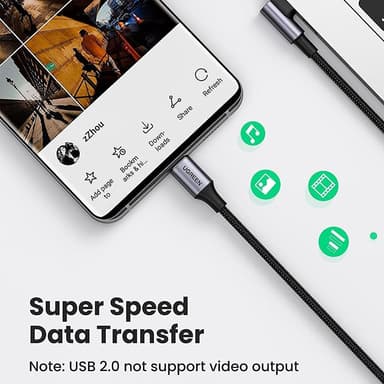 UGREEN 2m 100W hurtigladekabel USB-C datakabel buet
