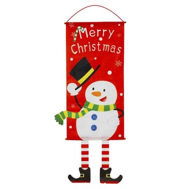 God jul flagg jul hengende banner dørdekor - snømann