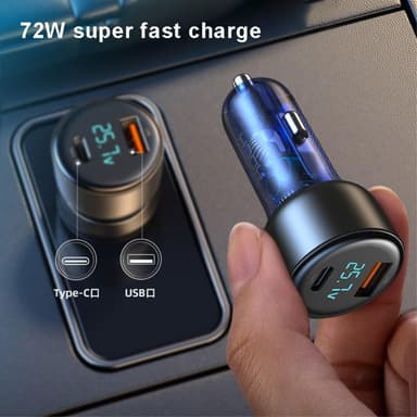 ROCK H16 72W veldig rask billader USB-C+USB 2-port
