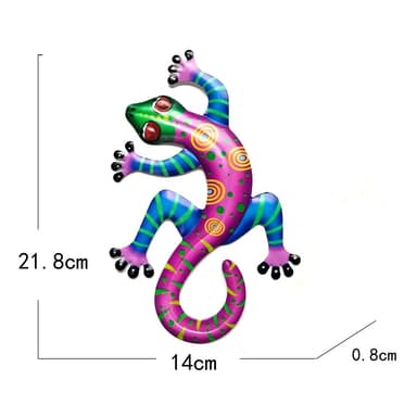 Gecko Lizard Veggklistremerke Hagepynt 14x21.8x0.8cm - Rosa