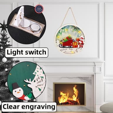 Juleskiltdekorasjonsdør med LED-lys - Juleslede og gaver