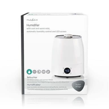 Nedis Luftfukter | 110 W | With Cool and Warm Mist | 5.5 l | Hygrometer | Timer | Egnet for plass opptil: 50 m² | Grå / Hvit