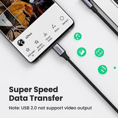UGREEN 1m 100W hurtigladekabel USB-C datakabel buet