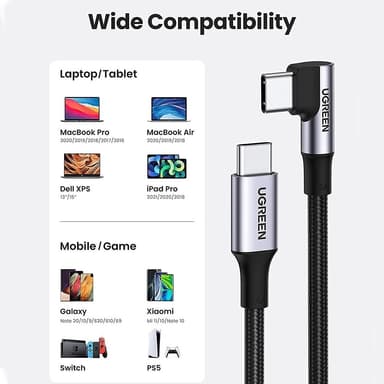 UGREEN 1m 100W hurtigladekabel USB-C datakabel buet