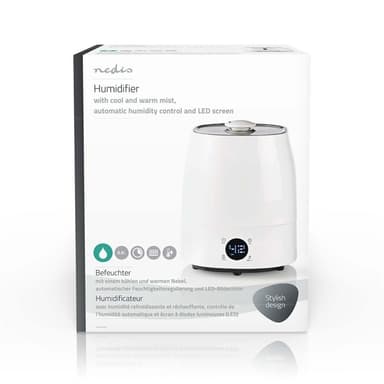 Nedis Luftfukter | 110 W | With Cool and Warm Mist | 5.5 l | Hygrometer | Timer | Egnet for plass opptil: 50 m² | Grå / Hvit