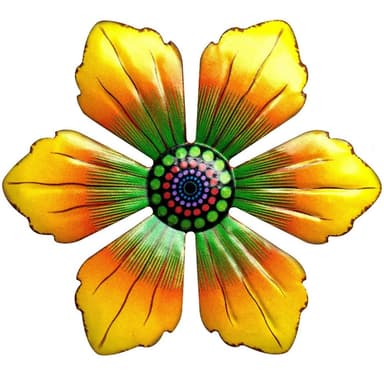 Blomst Metall Veggklistremerke Hagepynt 15x15x0,8cm - Gul