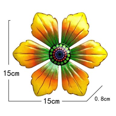 Blomst Metall Veggklistremerke Hagepynt 15x15x0,8cm - Gul