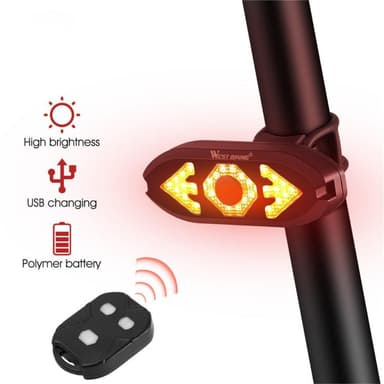 Oppladbar lampe med dyse for sykkelbaklys Fjernblinklys