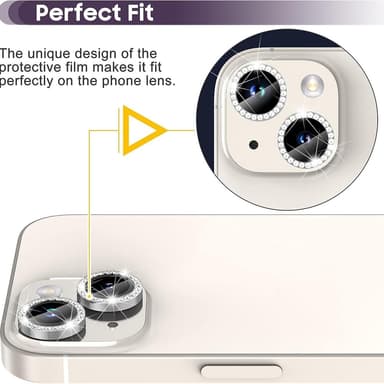 Kameralinse til iPhone 15/15 Plus Glitter