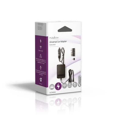 Nedis Universal DC Power Adapter | Biladapter | 24 W | Inngangsspenning: 12 V DC / 24 V DC | 1.5 / 3 / 4.5 / 6 / 7.5 / 9 / 12 V DC | Maksimal utgangsstrøm per port: 2.0 A | Sort
