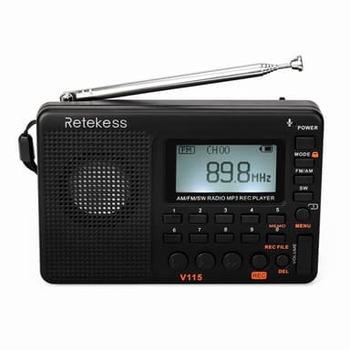 RETEKESS V-115 bærbar FM AM-radio MP3-spiller med digital skjerm